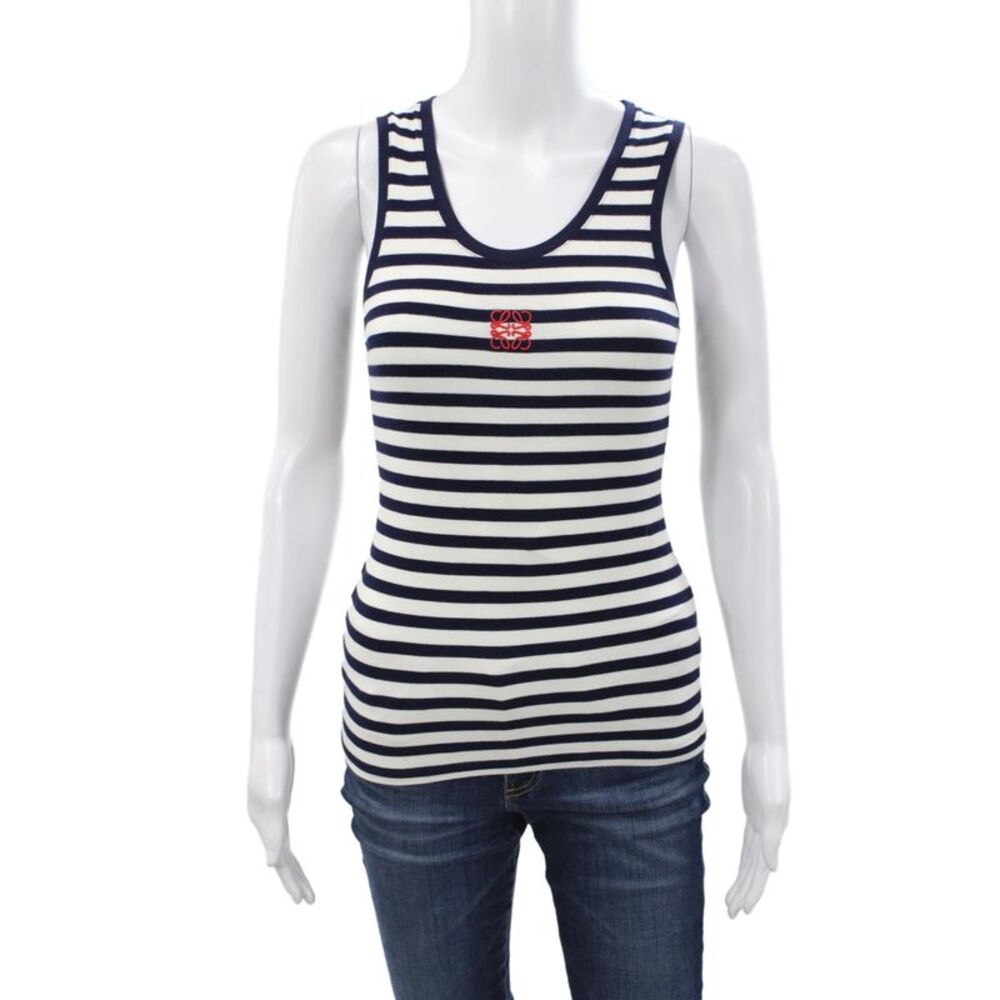 Loewe Women Striped Jersey Tank Blue Sleeveless Nautical Size S